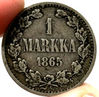 1865 Finland Silver 1 Markka Imperial Coin