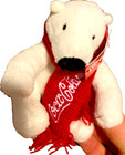 Coca Cola Plush Tiny Toy Polar Bear With Scarf Stuffed Animal White With Tag