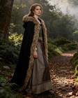 L vow Viking Fur Hooded Cloak Medieval Fur Trim Cape   For Women Men  Hallowe   