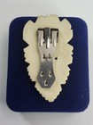 Vintage Art Deco Hand Carved  Dress Clip     Floral   Tropical Leaf Motif