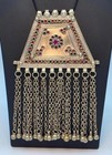 Vintage Afghan Kuchi Tribal Silver Pendant Necklace  Large Glass Inlay Fringe 