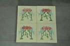 4 Pc Vintage Colorful Flower Embossed Ceramic Tiles england