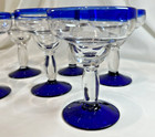 Libbey Aruba Cobalt Blue Rim And Foot 12 Oz Margarita Glasses  Set Of 6