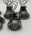 Just Married Pewter Place Card Holder Car Bride groom heart Wedding Set Of 7