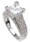 1 2 Ct Sterling Silver Princess Basket Cubic Zirconia Wedding Engagement Ring 