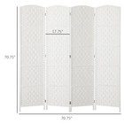 4 Weave Panel Room Divider Privacy Folding Screen Diamond Decor  White
