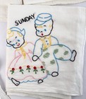 Vintage Set Of 7 Embroidered Cotton Flour Sack Dish Towels Days Of The Week