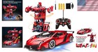Remote Control Transform Car Robot 1 18 Scale Rechargeable With Lights For Kids