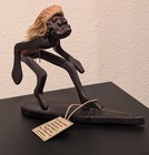Vintage Wild Surfer Carved Wood   Jute Figurine Hawaii Tribal Tiki Handmade Mint