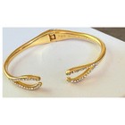Kate Spade Dainty Sparklers Wishbone Gold Crystal Pave Hinged Cuff Bracelet