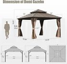 Domi 12    X 12    Hardtop Gazebo Outdoor Aluminum Gazebo W curtain And Net  Brown