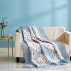 Original 100  Cotton Quilt Twin Size Blue Floral Patchwork Quilts   reversible