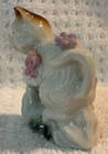 Vintage Porcelain ceramic Kitten Cat Figurine With Pink Flowers Japan