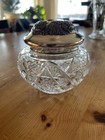 Antique Victor Silver Co  4520 Vanity Cut Crystal Jar W  Ornate Silver Plate Lid