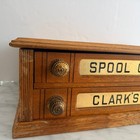Antique Clark s O n t  Two-drawer Spool Thread Oak Cabinet General Store Display