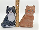 Set Of 2 Black   White Tuxedo Orange Tabby Cat Shaped Tin Box Co 