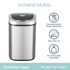 Nine Stars Automatic Trash Can  21 Gallon Stainless Steel  Silver