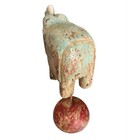 Carved Wooden Elephant Statue Hand Painted Chippy Ethnic Decor