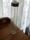 Antique Tall Glass Powder Bottle With Silver Metal Shaker Lid