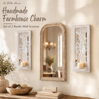 2 Set Rustic Candle Sconces Living Room Bedroom Entryway Wood Mirrored  Farmhous