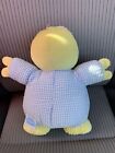 Vtg Eden Plush Duck Blue Seersucker Gingham Rattle Toy