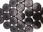 Vintage Black 4-hole Round Button 22mm X 5mm Thick Lot Of 6 D810