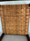 Vtg Cottage Style Handmade Wood Stool With Reed Woven Seat 