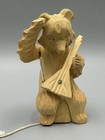 Vintage Russian Wooden Carved Bear Musician Pull String Toy