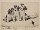 Wire Fox Terrier Pups - Custom Matted - Vintage Dog Art Print - 1936 Thorne