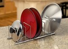 Kitchen Cabinet Dish Organizer Storage Plate Holder Steel Rack Utensil Shelf Lid