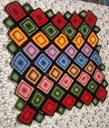 Vintage Handmade Crochet Granny Square Afghan 37x37 Multicolor Throw Blanket