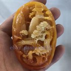 Chinese Antique Huanglong Jade Carved Waist Tag Carve Landscapes Pendant