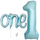 2pcs Light Blue One Balloon Set  40inch Large Foil Baby Blue Number Pearl Blue