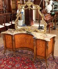 French Louis Xv Style Walnut And Satinwood Inlaid Marble Top Vanity Circa 1920 s