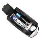 Premium Black Leather Dopp Kit For Men     Travel Toiletry Organizer With Brass