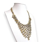 Antique Handcrafted Israel Filigree Mesh Necklace Gold Overlay Bezalel Yemenite