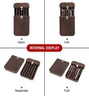 Top Grain Genuine Leather Fountain Pen Pencil Tray Case Holder Handmade