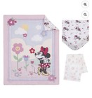 Disney Baby Minnie Mouse 3-piece Crib Bedding Set Pink White Flowers For Girls