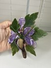 Vintage Oriental Carved Jade   Amethyst Stone Flower