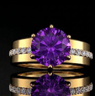 5 00 Ct Certified Round Cut Purple Natural Diamond Ring Vvs1 Yellow Gold Finish