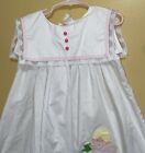 Vintage Toddler Girls White  girl W  Watering Can   Flower  Sleeveless Dress 4t