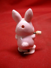 Vintage Pink Easter Love Wind Up Walking Rabbit Toy - Works