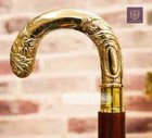 Vintage Style Antique Victorian Designer Brass Handle Wooden Walking Stick Cane