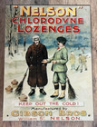 Vintage Curling Early 1900s British Replica Nelson Lozenges Ad Tin Sign 12x16