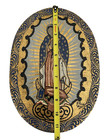 Mexican Folk Art Religious Mother Mary Painting Signed Wood 11 1 2 In X 8 1 4 In