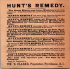 Antique Victorian Trade Card - Hunt s Remedy - Beating Death - Quack Medicine Ri