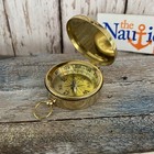 Brass Compass With Hinged Lid  Pocket Style  Polished Finish  Nautical Necklace