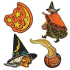 Vintage Halloween Cutouts - 4 Count - Retro-inspired Witches And Moons - Classic