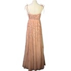 Bhldn Tulle Floral Embroidered Gown Peach Spaghetti Strap Maxi Dress Size 12