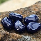 Rare Vtg German Glass Beads 15mm - Navy Blue   Organic Nugget Shape - Lot Of 5